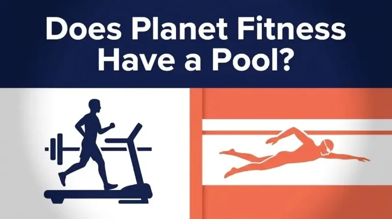 Does Planet Fitness Have a Pool graphic comparing gym equipment and swimming pool access options for 2026