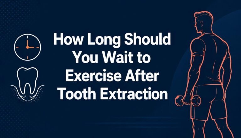 how long should you wait to exercise after tooth extraction, with gym silhouette and tooth icon